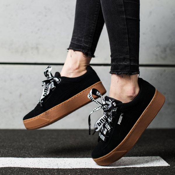 puma vikky platform on feet