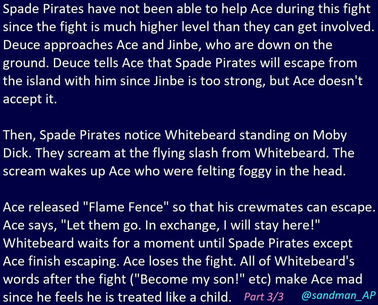 Sandman Here Is My Summary Of Chapter 3 In One Piece Novel Ace Volume 2 Ace Fights Jinbe In This Chapter Blackbeard Has Some Highlight Scenes In Chapter 4 And