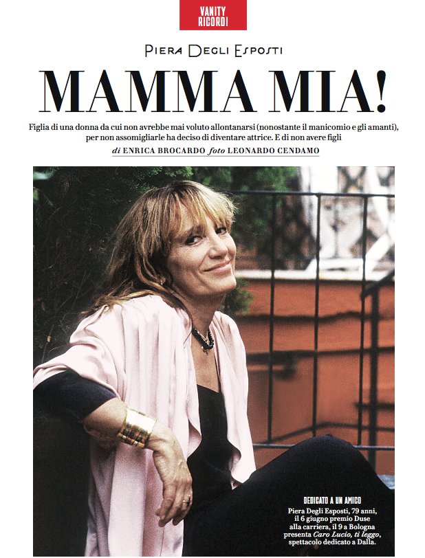 Oggi premio Duse alla grande attrice Piera Degli Esposti e intervista su <a href="/VanityFairIt/">Vanity Fair Italia</a> e il 9 giugno a Bologna spettacolo-omaggio all'amico #Dalla #teatro #favola