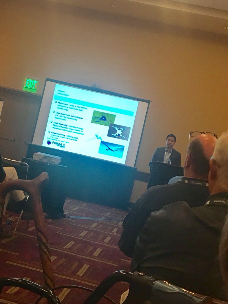 JulianneShill's tweet photo. @MunichRe_US ‘s @Thanh_SF presents “The Era of Drones” for one of the last educational sessions of #PRIMAAC18 #CommunityMR “There are hundreds of uses for drones because of the abundant benefits of safety, effectiveness, efficiency, and so much more!” https://t.co/OYBLB6f5jD
