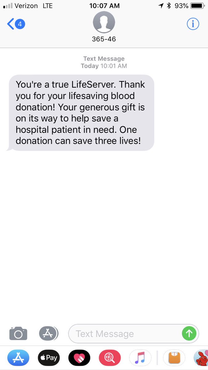 I so love these text messages from <a href="/LifeServeBldCtr/">LifeServe Blood Center</a>. Go forth and save lives, my pint-sized friend. #GiveBlood