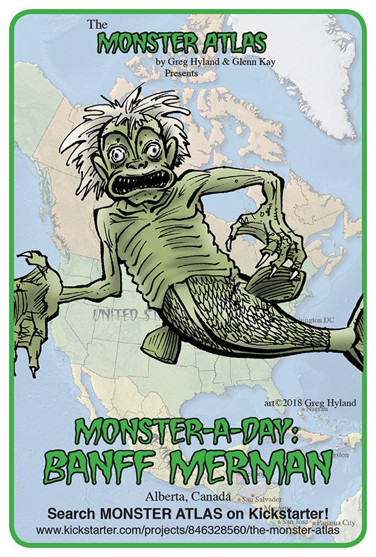 Lethargic_Lad's tweet photo. The Banff Merman's mumified body first appeared on display in #Alberta's Banff Indian Trading Post in 1915. Iit's one of the ony #MonsterAtlas monsters with their own Twitter account: @BTPmerman. The MONSTER ATLAS now on Kickstarter at https://t.co/FbXrUA5drs #MonsterADay https://t.co/fVb8kimzuQ
