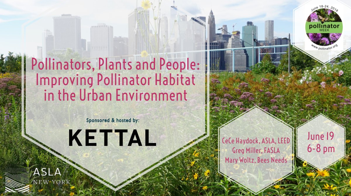 Very excited to announce <a href="/kettal/">KETTAL</a> is sponsor + host of June 19 #pollinatorweek event at their fab NEW NYC showroom - "Pollinators, Plants and People – Improving Pollinator Habitat in the Urban Environment" Join us! for more info + RSVP:  aslany.org/event/aslany-p… …