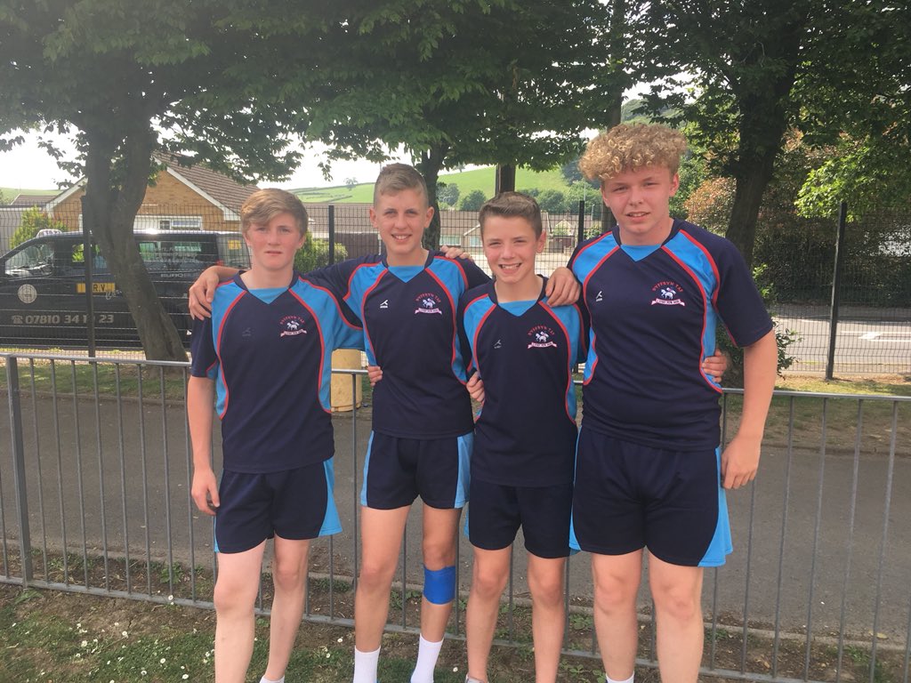 DyffrynTafSport's tweet photo. Well done to the year 8 boys winning the 4 x100m today 👏👏 Toby Harry Jacob and Jo #gastoburn @juniorborderers https://t.co/cqA411nbYq
