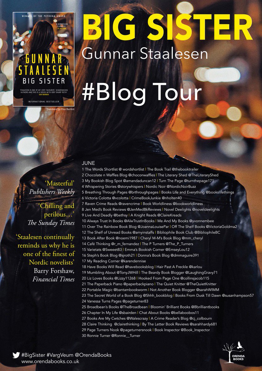 nholten40's tweet photo. Check out this fantastic #giveaway - FOUR BOOKS up for grabs #OpenInternationally!
BIG SISTER #GunnarStaalesen #InternationalGiveaway #VargVeum @nholten40 @OrendaBooks @annecater https://t.co/zK6zj4fWbY https://t.co/35tQXxoe9E