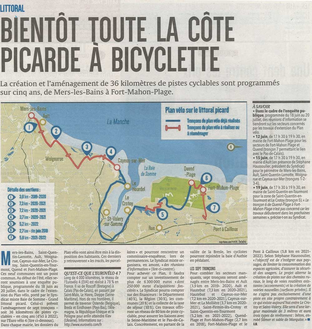 Somme_fr's tweet photo. 36 km de pistes cyclables programmés sur 5 ans sur la #côtepicarde entre Mers-les-Bains et Fort-Mahon-Plage. Un plan vélo piloté par le syndicat mixte @baiedesommeorg avec le soutien du #Département https://t.co/dLwMGD5ajd #Somme https://t.co/87bd1dvP4W