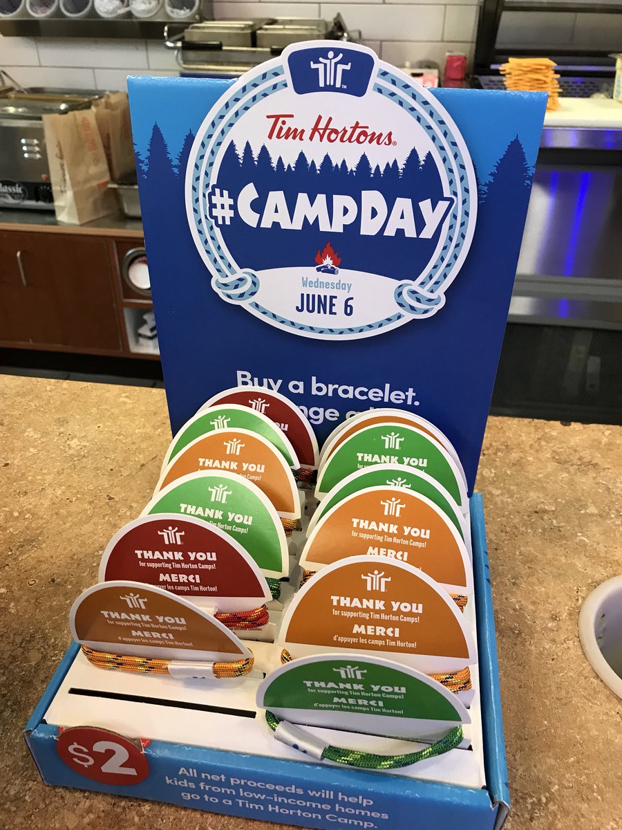 Sending kids to camp one sip at a time, it’s #campday! ⛺️🌲 #TeamH2O couldn’t pass up the opportunity to support a daily favourite at the office, <a href="/TimHortons/">Tim Hortons</a> ! Head to your local Tim’s today and purchase a coffee and bracelet to help send a kid to camp!