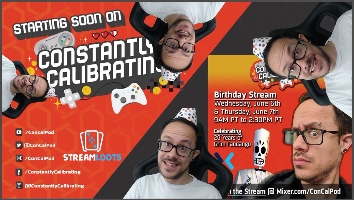 ConCalPod's tweet photo. It's time for @BearPunch's birthday celebration to begin!

Live on @WatchMixer at https://t.co/lXDtLOrRkU celebrating the 20th anniversary of #GrimFandango! https://t.co/XOahvZEN1Y