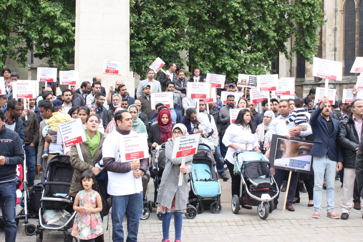 HighlySkilledUK's tweet photo. #HighlySkilledMigrants 4th protest yesterday against @ukhomeoffice #HostileEnvironment. This virtual prison is creating distress and anxiety in our lives leaving us miserable and helpless. 
@JCWI_UK @migrants_rights
#Windrush #PoliticsToday #Commonwealth 
#SupportHighlySkilled https://t.co/H5p0IFziBP