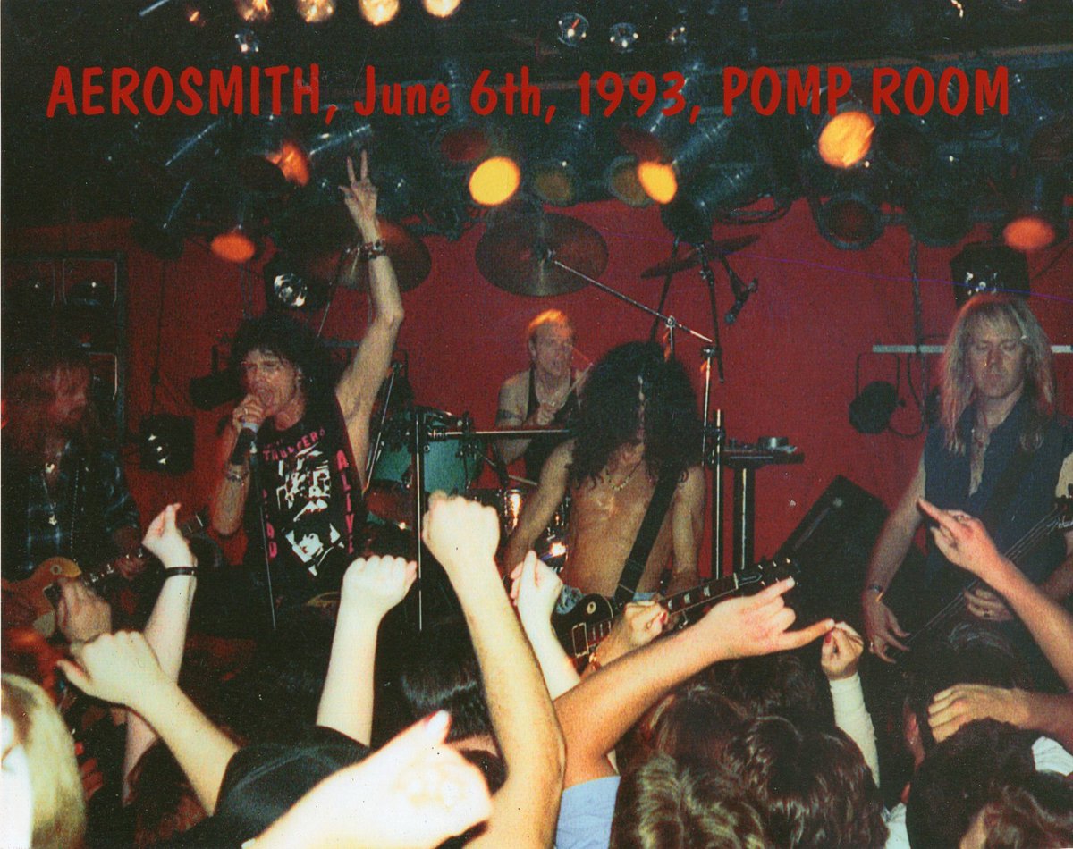 pomproomdoc's tweet photo. 25 years ago today, @Aerosmith played a surprise show @ The Pomp Room after their show at the Sioux Falls Arena. It caught the attention of MTV & went down in history as one of the bar’s greatest moments. If you don't think this’ll be included in the #PompRoomDoc, well...dream on https://t.co/wCOBXt1ipV