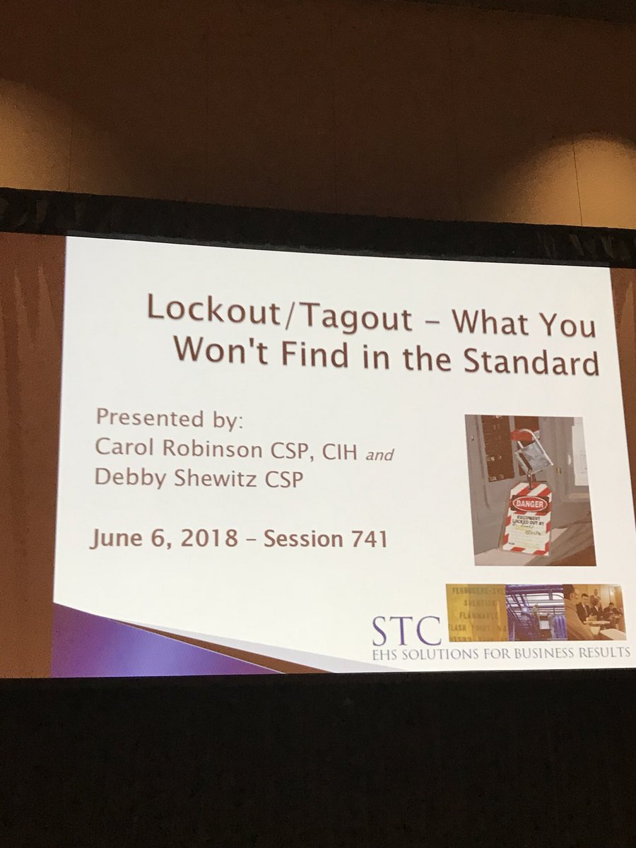SnorlaxNStouts's tweet photo. Stop by and listen to the Lockout Tagout - What You Won’t Find in the Standard session and enhance your understanding of what it takes to be compliant! @ASSPSafety #SAFETY2018 https://t.co/ta54HGjMMh