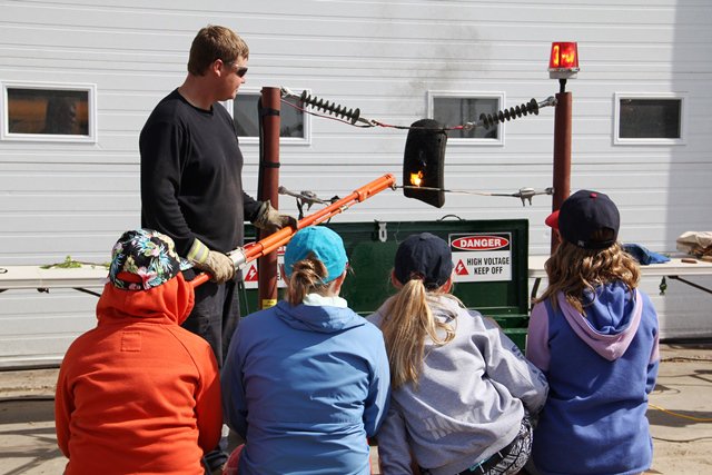We spent the day yesterday at <a href="/EdgarFarms/">Edgar Farms</a> teaching Grade Fivers from Innisfail and Penhold about electrical safety and the life of a lineman.