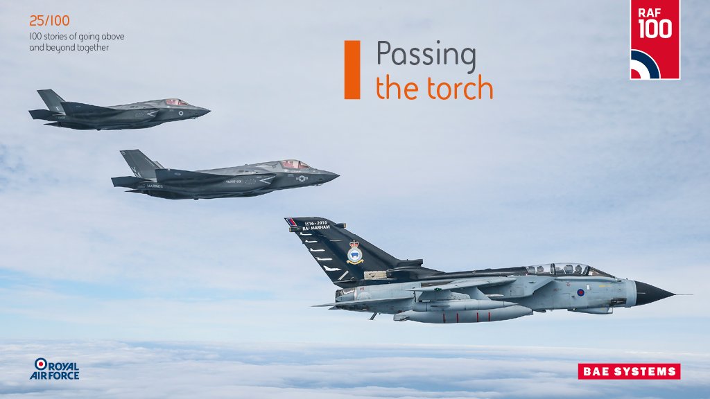 The arrival of <a href="/thef35/">F-35 Lightning II</a> in the UK today sees RAF Marham, the home of the Tornado, welcome the latest jet in the <a href="/RoyalAirForce/">Royal Air Force</a>'s front line and marks the next chapter in our enduring partnership with both the station and the service. #RAF100