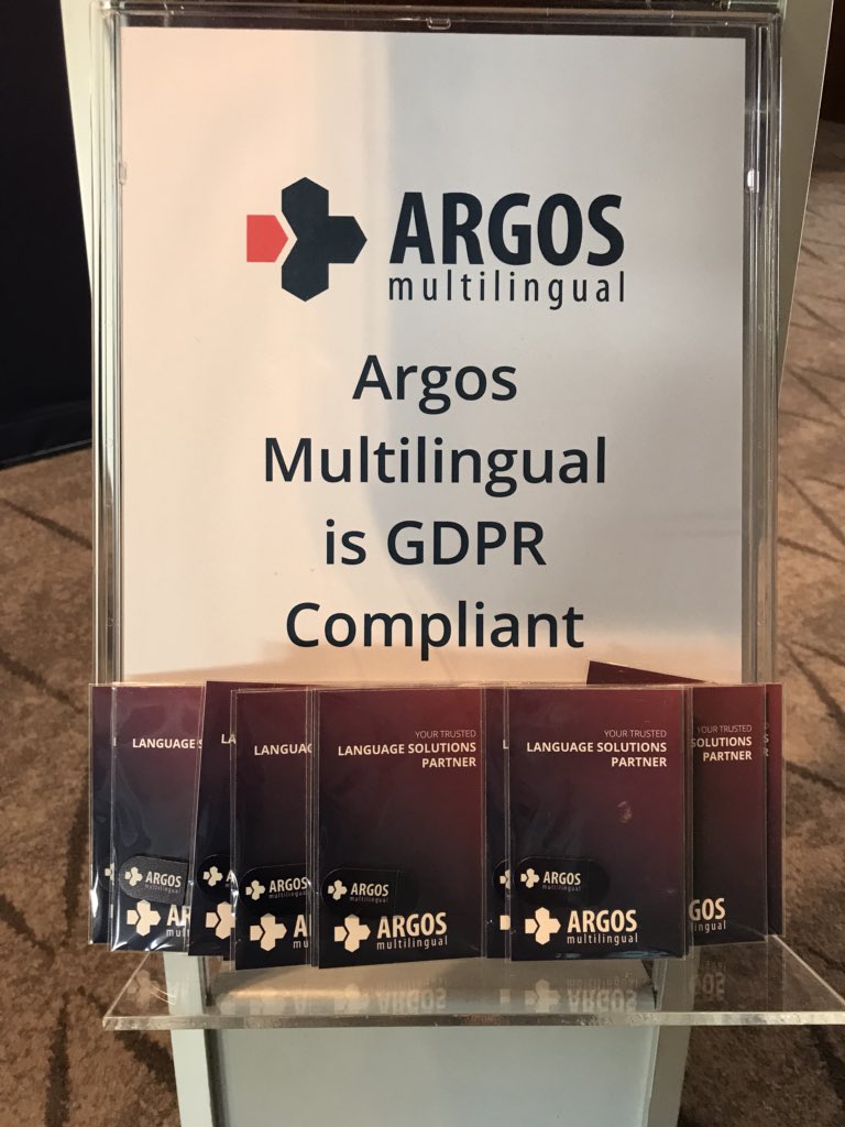 ArgosMultiling's tweet photo. Ready for #LocWorld37 :) and #GDPR compliant ;) #warsaw #locworld2018 https://t.co/L1BBYDo700
