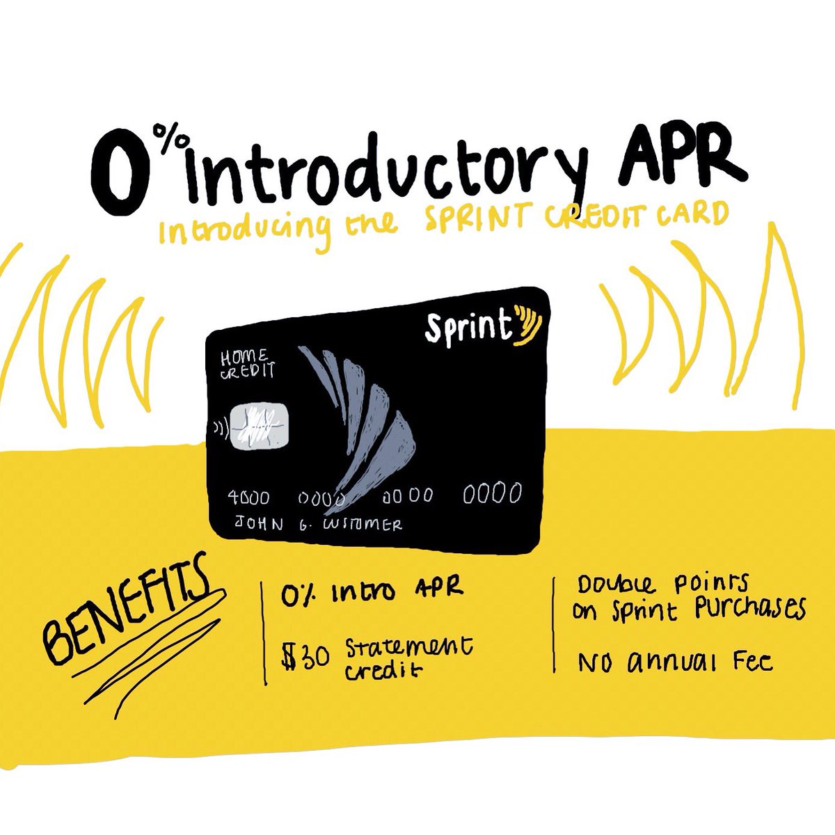The Sprint yellow card just makes sense. Double points on Sprint purchases PLUS 0% introductory APR.