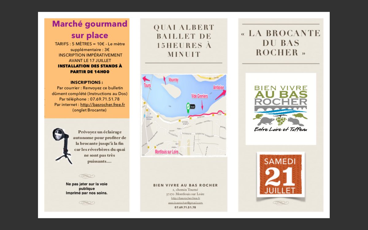 AssoBasRocher's tweet photo. La Brocante des Bords de Loire aura lieu cette année le samedi 21 juillet ! https://t.co/6lszPlsZJy