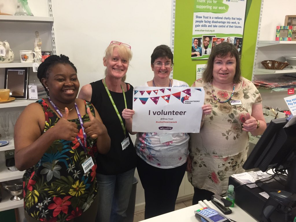 STNewport's tweet photo. Our amazing volunteers are celebrating #volunteersweek 🎉👏☺️

(Left to right ) Ope, Sylvia (Manager), Karen and Catherine 

Volunteers are a huge asset and always looking to host more. If interested please let us know instore! https://t.co/7E1l82UYWy