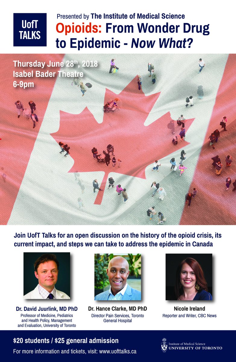 UofT_Talks's tweet photo. Join us on June 28th for an open discussion on the history and current state of the opioid crisis, and how we can begin to move forward. Tickets and info: https://t.co/Qo3gf5Swri https://t.co/aGXhafCgCK