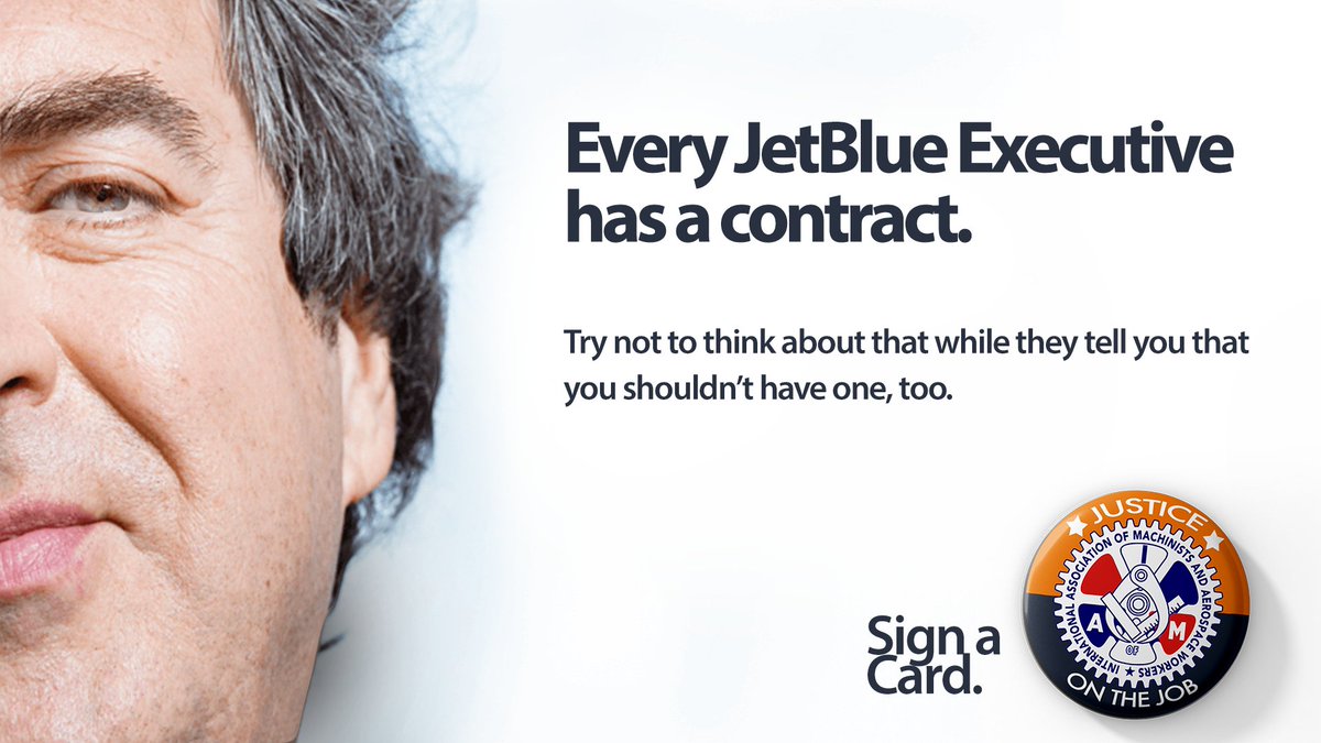 IAM4JetBlue's tweet photo. GO deserves the same job security as Executives have. We deserve a legally binding contract that we can vote for and enforce. Sign a Card: https://t.co/PqWxHLcjSr
#FUPayMe #IAMJETBLUE #HelloJetBlue #IAM #WorkplaceDemocracy #Machinists https://t.co/W7JMC0FIFZ