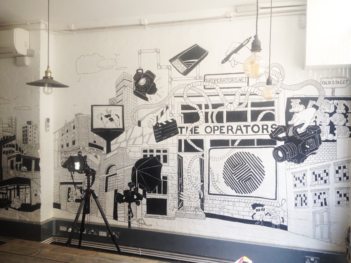 VickyBroddle's tweet photo. Finished the #mural @The_Operators. Challenging and so rewarding, really pleased with the results. Thanks to Scott and Ben for having me and allowing me to #draw all over their office walls. For #commissions please contact me via my website. https://t.co/QQGrJzMlWT
