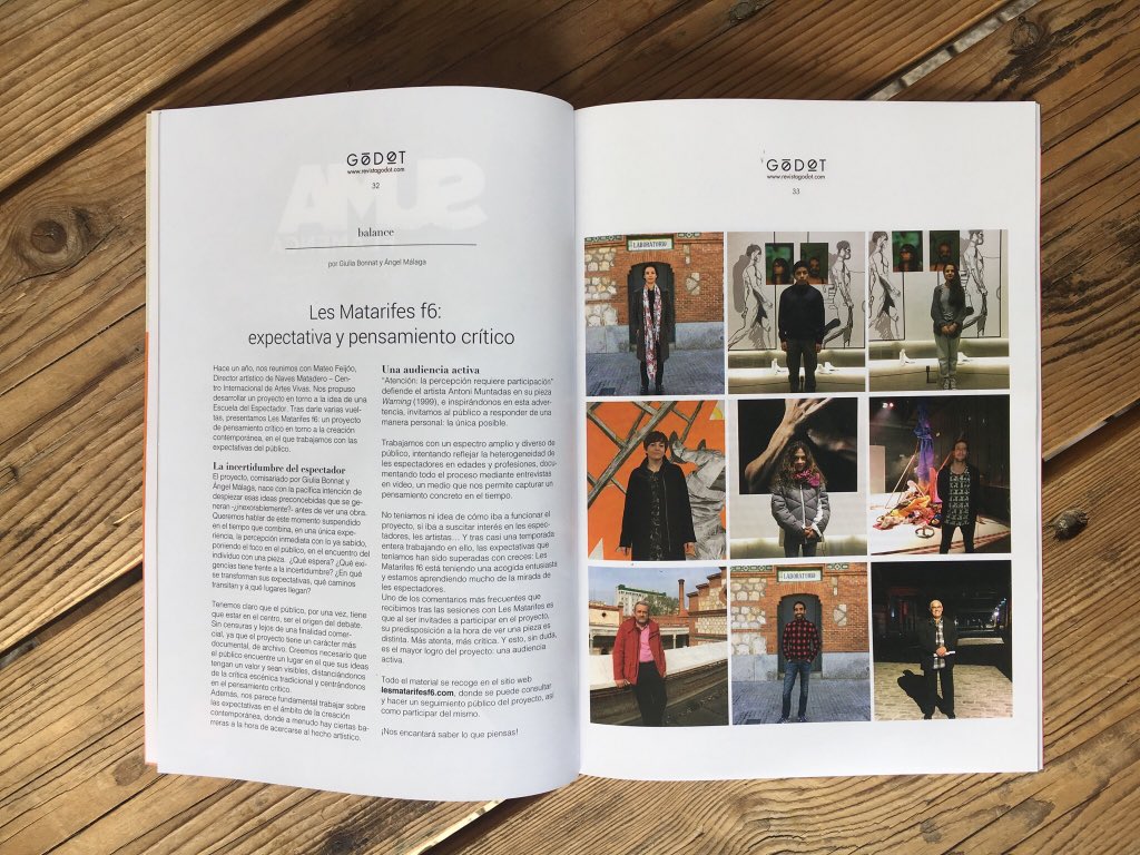 La <a href="/RevistaGodot/">Revista Godot</a> se hace eco de nuestro proyecto en @NavesMatadero <a href="/mataderomadrid/">mataderomadrid</a>  en su revista de junio.
Gracias por dar visibilidad a un proyecto donde el #público #matarifes son los protagonistas
👏🏼🎉🌈
¿Quieres participar?
_☝🏼 INFO ☝🏼_