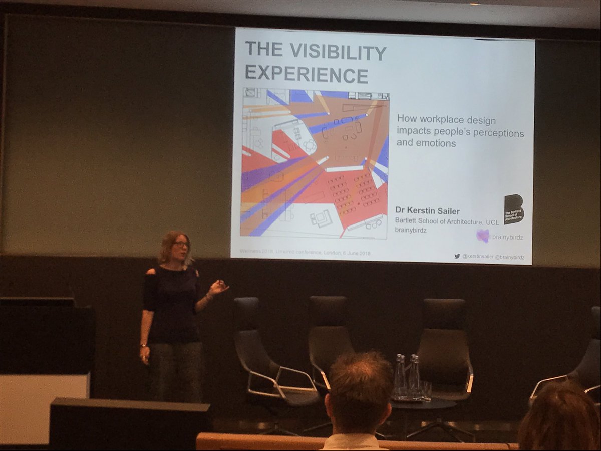 JackdawStudio's tweet photo. Fascinating talk this afternoon on the Visibilty Experience in workplace design by @kerstinsailer #WELLNESS18 https://t.co/n7CUsf619a