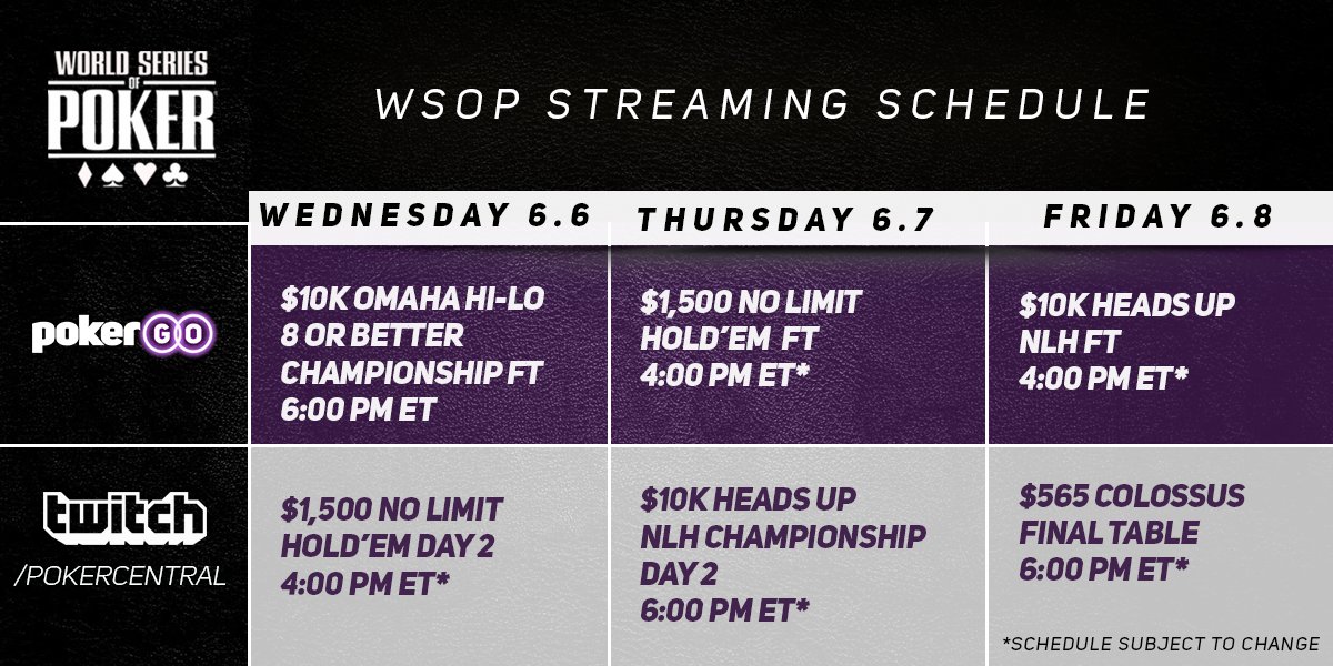Poker Central on Twitter "Clear your schedule, the WSOP is streaming