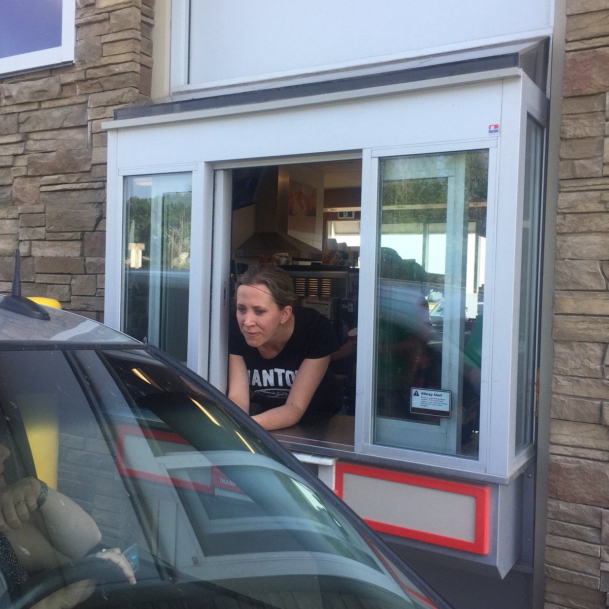 nantontims's tweet photo. Happy to have the @TownofNanton #mayor, @jenhandley serving #coffee at the drivethru for #CampDay. #sendakidtocamp https://t.co/2sMJoLczYK