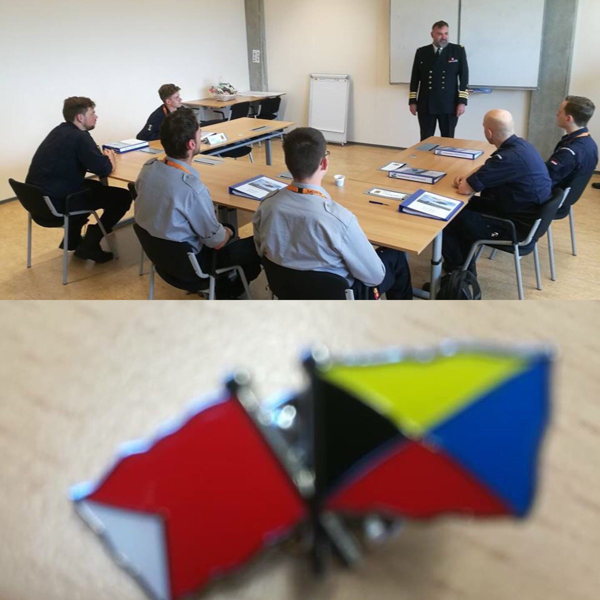 nlbeops's tweet photo. Ook de leerlingen van de eerste vakopleiding van de EVO ODVB kregen wegens het behalen van de opleiding vandaag de certificaten van de commandant uitgereikt. Wesley kreeg als “best man” van de afdelingschef een Bravo Zulu speldje overhandigd. Allemaal van harte! https://t.co/4ccbm2tQmZ