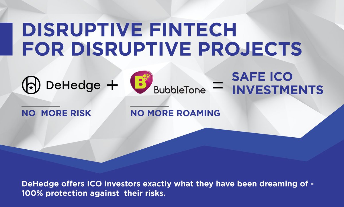We are proud to announce that <a href="/bubbletone_eng/">Bubbletone Blockchain in Telecom</a> and  <a href="/De_Hedge/">DeHedge</a> have signed an agreement to hedge Bubbletone UMT tokens  with a 100% protection! Find out more at  product.dehedge.com/project/bubble…