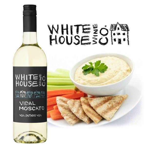 housewineco's tweet photo. Wine pairings don't need to be complicated! Our Vidal Moscato with veggies and hummus is a pairing we can get onboard with. Now only $10.95 at the @LCBO until June 24. https://t.co/BRlz2KcUmO https://t.co/8M3WQ7t7pA