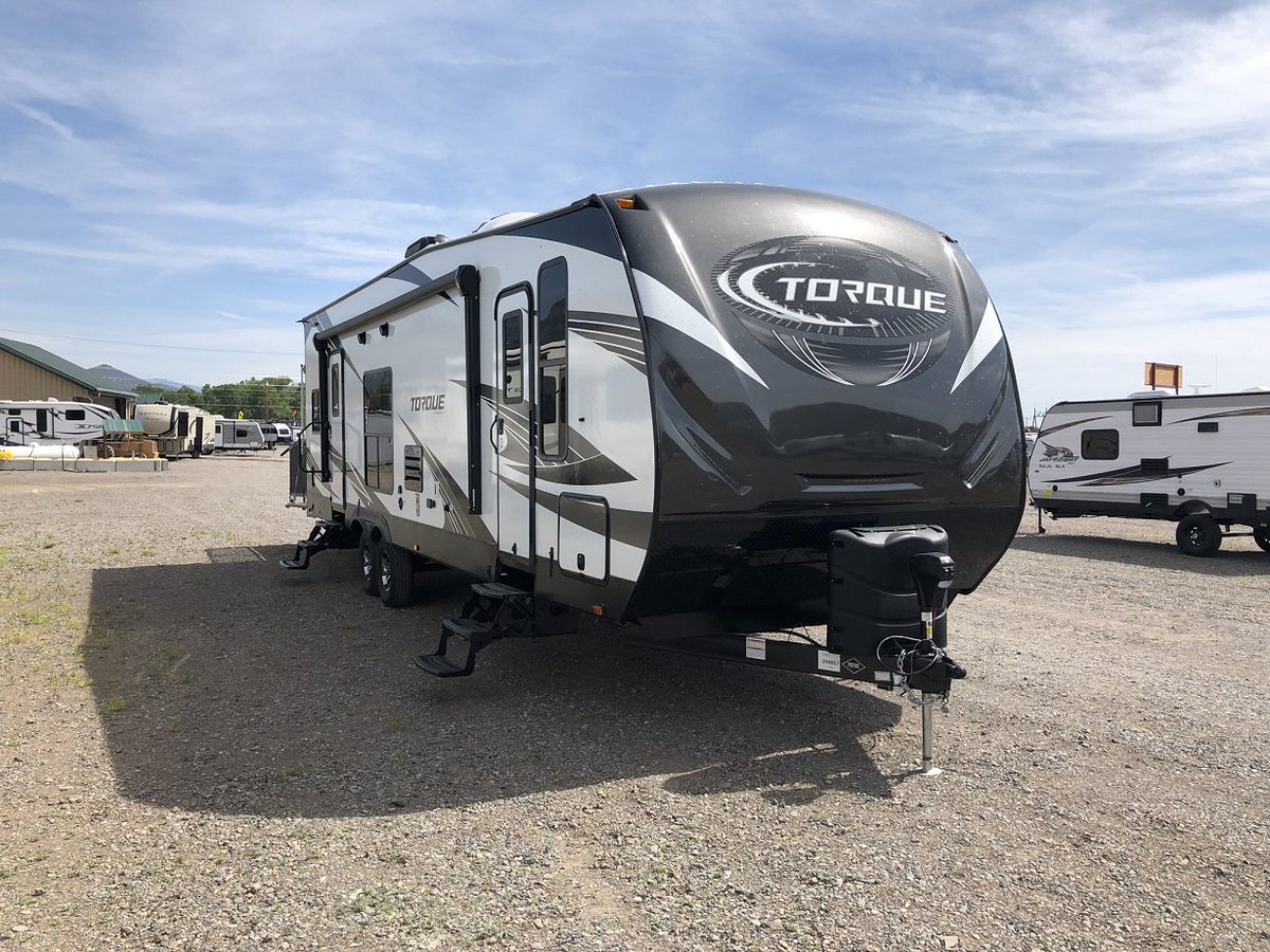 CORVCenter's tweet photo. 2019 Heartland Torque T285! 16' of Cargo space and Onan 4000 Generator make this one great for hauling all your toys! #camping #colorado #rzr #heartland #RV #camper #toyhauler https://t.co/11zF1a6W8F