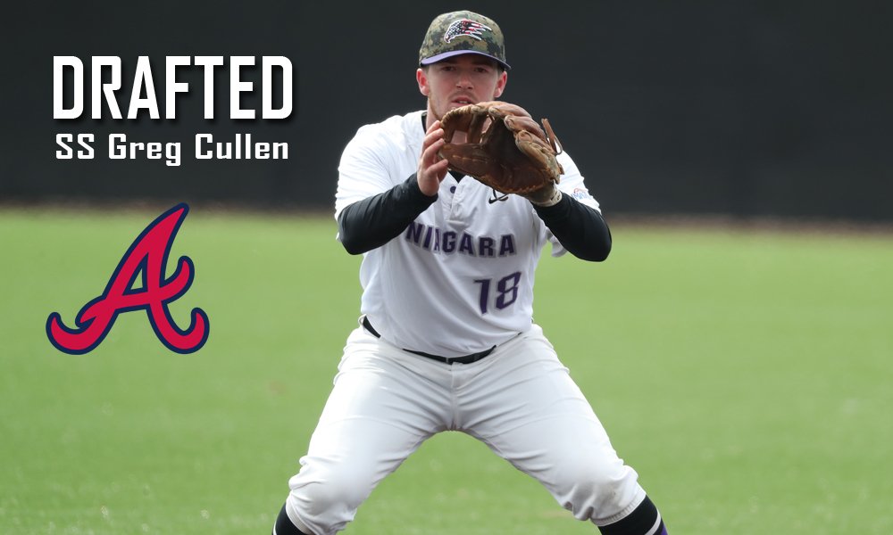 NUPurpleEagles's tweet photo. The pick is in! With the 442nd pick in the 2018 MLB Draft, the Atlanta Braves select @NiagaraBASE shortstop Greg Cullen! Congratulations Greg! #PowerOfNiagara #MAACBaseball https://t.co/XHPxbfs3QC