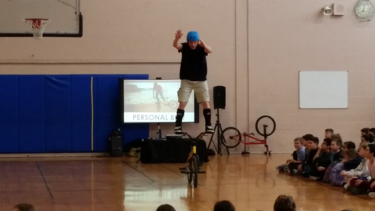 Awesome bike assembly on working hard, striving for your personal best, making wise choices, etc. #KMS @Principal_Homen