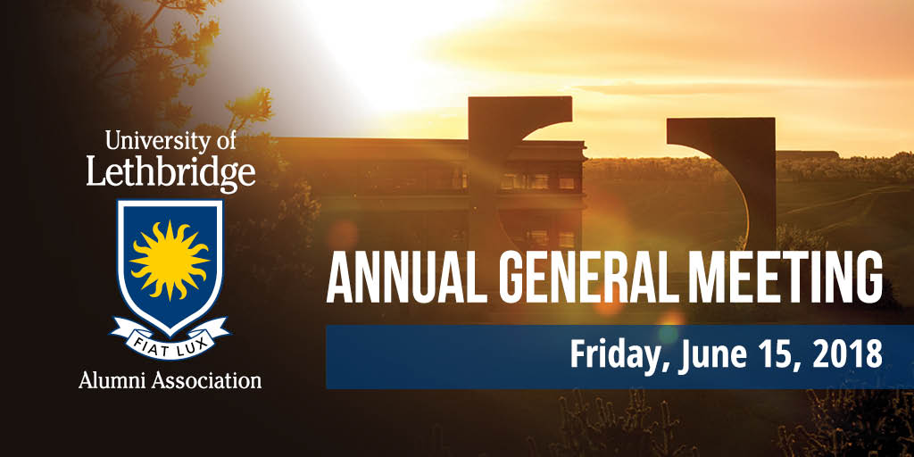 Let's raise a glass (and snacks) to the year that's passed and plan for the year ahead! Join us June 15, 5:30pm, for the #ulethalumni AGM and an exclusive <a href="/ulethartgallery/">University of Lethbridge Art Gallery</a> event. RSVP here ow.ly/TOEU30kn4ip