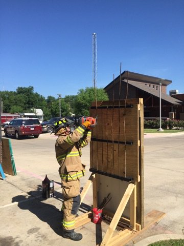 The department sent four of our guys to Lewisville for a “Saw” class and they have come back and developed a class for our department. A lot has gone into this class by the guys, Falcon Steel, HCFR, FD Admin., and HCFFA.