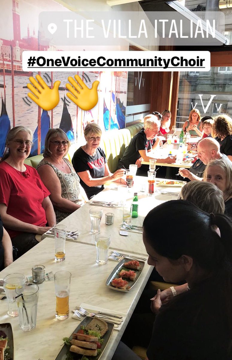 OneVoiceCC's tweet photo. We’ve all been fed! Thanks so much @VillaItalian! 😋😋 Last minute Prep @prestguildhall now for our performance with @GarethMalone tonight! 👏👏 https://t.co/m55bluGXrM