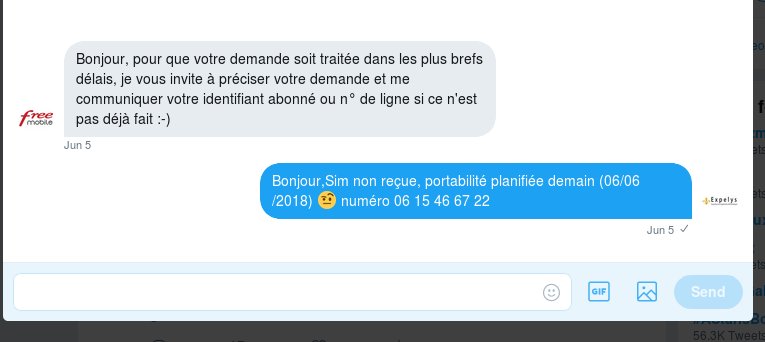 expelys's tweet photo. @freemobile @Xavier75 C'est bien ce que j'ai fait, un message privé le 5/06 ... en attente de réponse https://t.co/G9jCSzk0Ia
