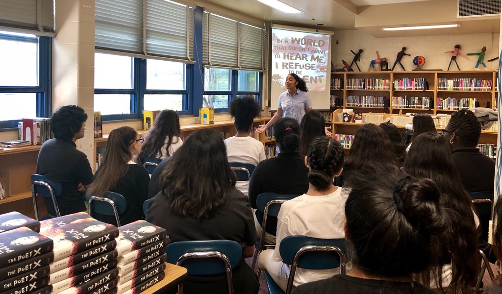 AnOpenBookFoundation (@aobfound) on Twitter photo Home again! <a href="/AcevedoWrites/">Elizabeth Acevedo</a> brings her presentation of the <a href="/HornBook/">The Horn Book</a> award-winning THE POET X to <a href="/BuckLodgeMS/">BuckLodgeMS</a>, where the book was inspired when Liz taught eighth grade here! Thanks to <a href="/sjgaines/">Stacey Gaines</a> for including <a href="/AOBFound/">AnOpenBookFoundation</a> at this special homecoming. <a href="/harperteen/">HarperTeen đ</a> #poetry #ThePoetX Home again! <a href="/AcevedoWrites/">Elizabeth Acevedo</a> brings her presentation of the <a href="/HornBook/">The Horn Book</a> award-winning THE POET X to <a href="/BuckLodgeMS/">BuckLodgeMS</a>, where the book was inspired when Liz taught eighth grade here! Thanks to <a href="/sjgaines/">Stacey Gaines</a> for including <a href="/AOBFound/">AnOpenBookFoundation</a> at this special homecoming. <a href="/harperteen/">HarperTeen đ</a> #poetry #ThePoetX