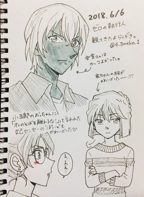 かるーく感想絵。安室さんの褐色塗るのしくじった。 