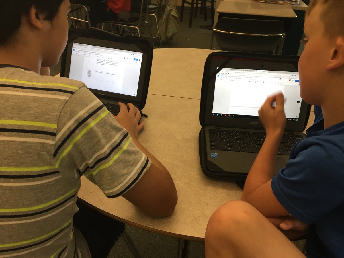 JTNicholsMS's tweet image. Students in Ms. DiSpina’s 6th Grade ELA2 class working collaboratively together on their Chromebooks through Google Docs writing together. #TechAsATool #NMSTigerPride