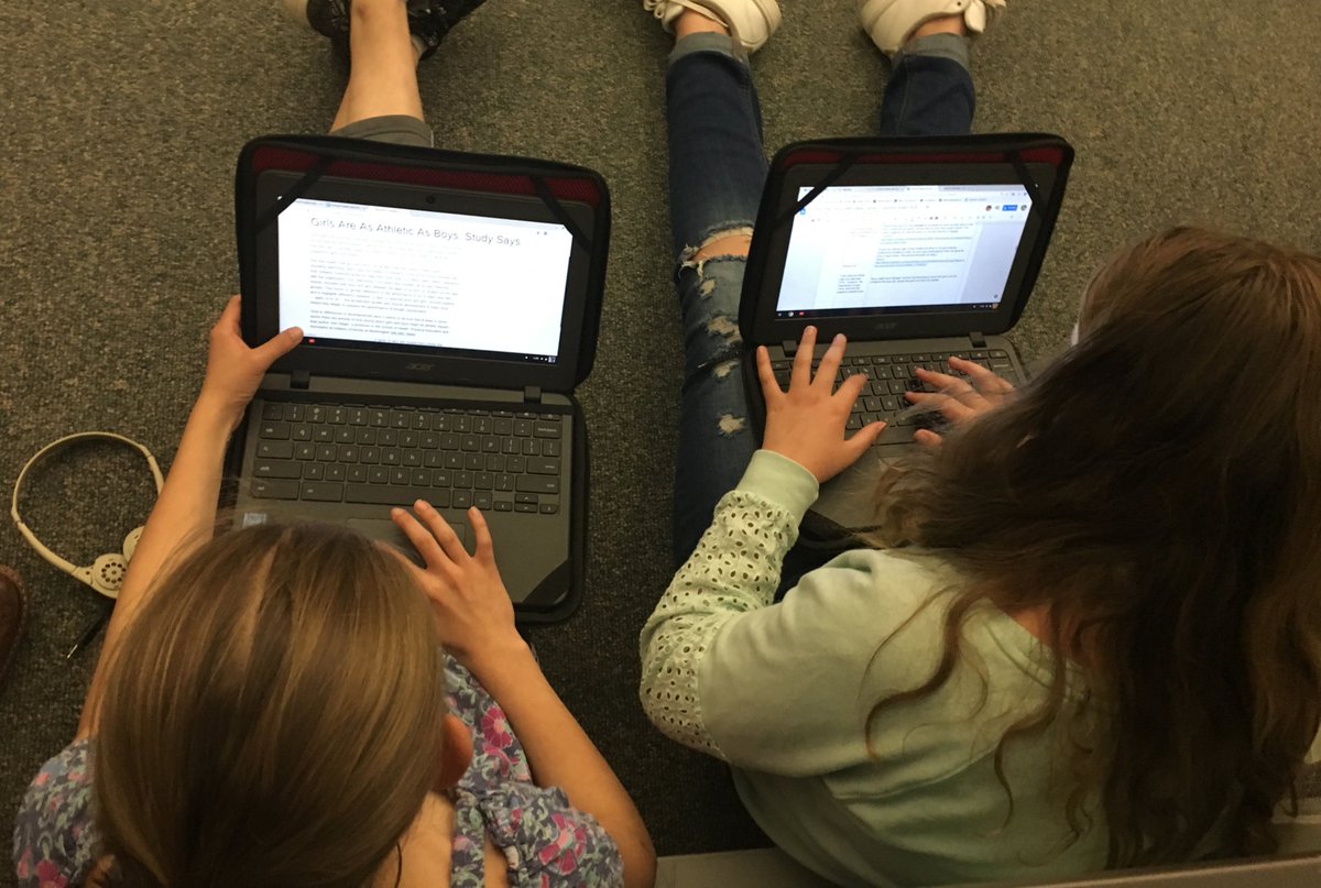 JTNicholsMS's tweet image. Students in Ms. DiSpina’s 6th Grade ELA2 class working collaboratively together on their Chromebooks through Google Docs writing together. #TechAsATool #NMSTigerPride
