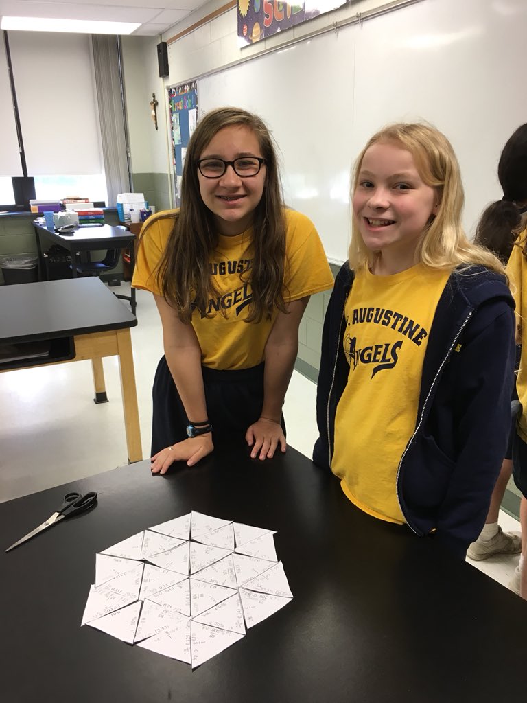 mrskaplanSAS's tweet photo. 7th Grade Math practicing fraction/decimal/percent conversions with Tarsia Puzzles.  Challenging but fun! @StAugustineElem @MrMillerSAS https://t.co/VmZlgfRJel
