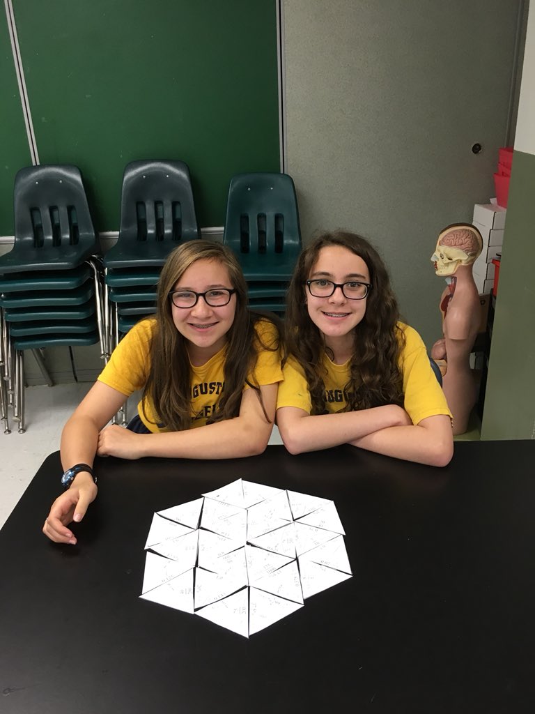 mrskaplanSAS's tweet photo. 7th Grade Math practicing fraction/decimal/percent conversions with Tarsia Puzzles.  Challenging but fun! @StAugustineElem @MrMillerSAS https://t.co/VmZlgfRJel