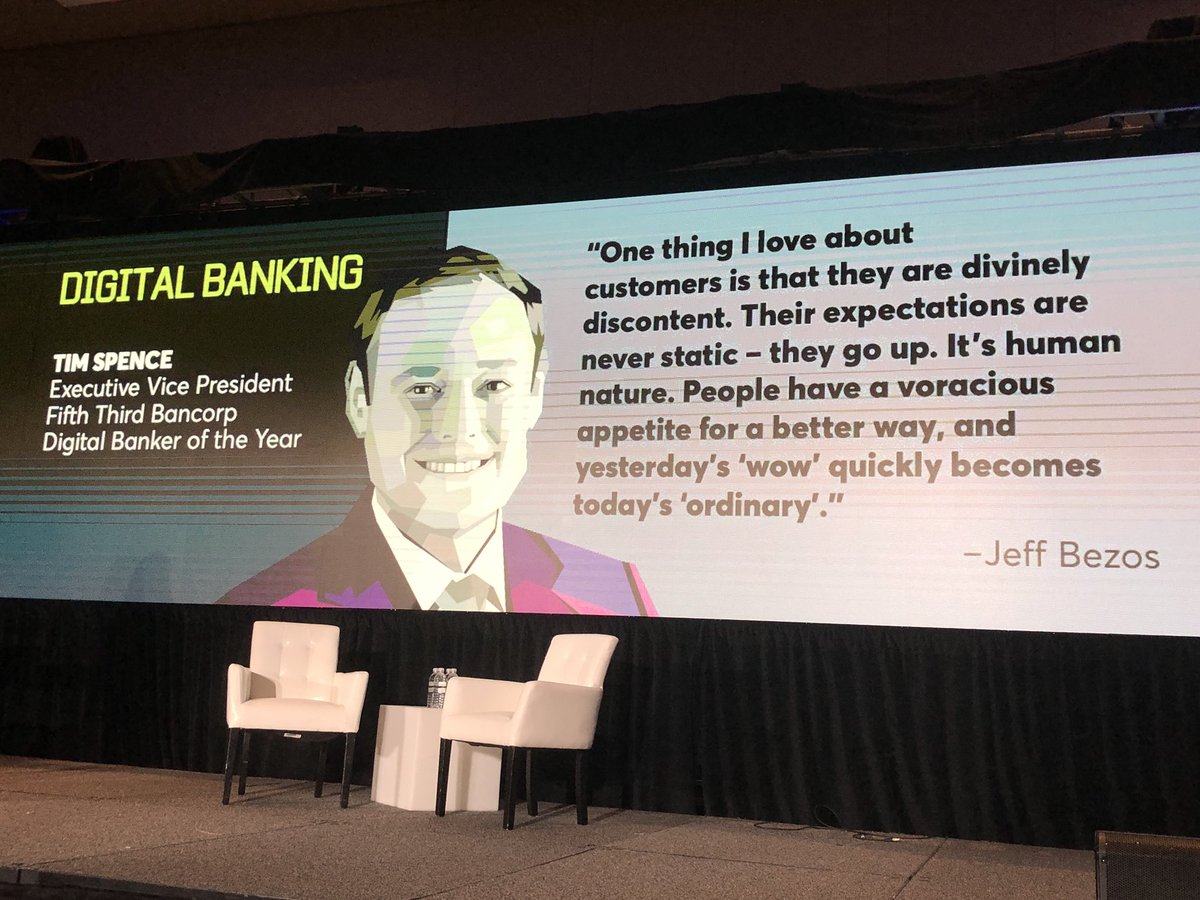 JimMarous's tweet photo. Congratulations to Tim Spence from @FifthThird for being named Digital Banker of the Year by @AmerBanker. #DigBanking18 @pennycrosman @DanLatimore @leimer @rshevlin https://t.co/FTL3zEdNZP
