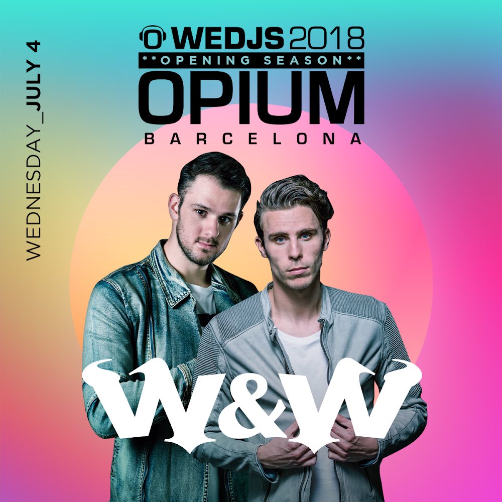 OPIUMBarcelona's tweet photo. Excited to officially announce ours special guests for the #WEDJS2018 opening! W&W @WandWmusic at OPIUM Barcelona on July 4!
Tickets on sale at https://t.co/BpXzZNk4lE https://t.co/YPd1j7dJpt