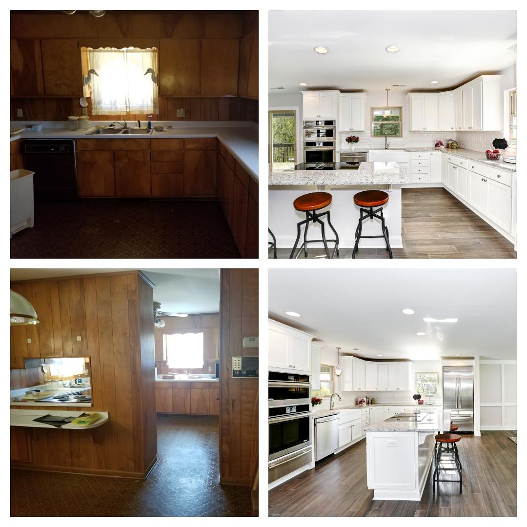 RHED_Key's tweet photo. WOW!! What an Amazing transformation! This is the Before &amp; After kitchen area in the Blossomwood property we redeveloped. The new open floor plan brings in so much natural light! This beautiful 3400 sq. ft. home is currently For Sale! Contact us today at 256-414-2333. https://t.co/Qzy1s8Evyr