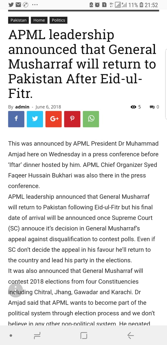 saadmalik89's tweet photo. Even if decision doesnt come in our favor, Gen #Musharraf will return to lead the election campaign after Eid. Date to be announced after the judgement. If allowed, will contest election from #Chitral, #Karachi, #Jhang, and #Gawadar.
#PakistanFirst
#SaadMalik-President #APMSF https://t.co/qprd2XfjSV