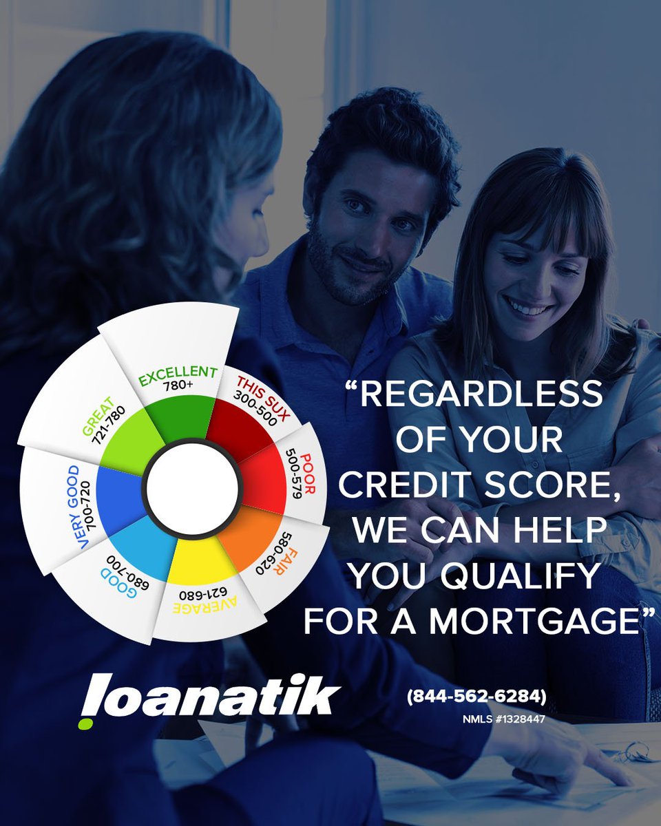 Loanatik's tweet image. No matter your credit score, you may still qualify for a mortgage.  Call us Now at 480.588.0397 to find out!  #badcredit #badcreditok #creditscore #creditrestoration #creditreport  #fico