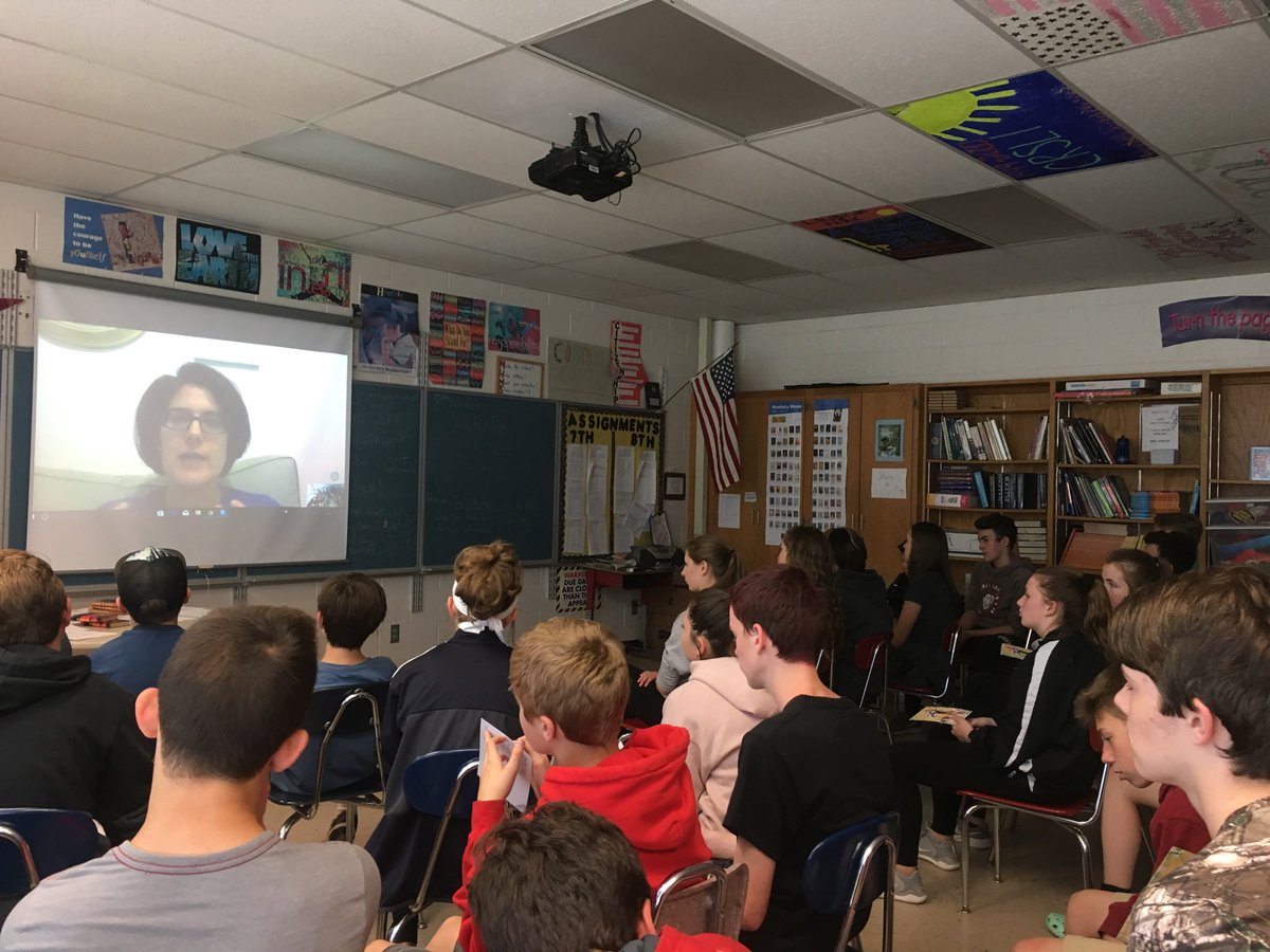SraRacz's tweet photo. @MapleHill_MS Skype with author @EmmaOtheguy about her book Martí’s Song for Freedom... https://t.co/OkdWiYwvcy